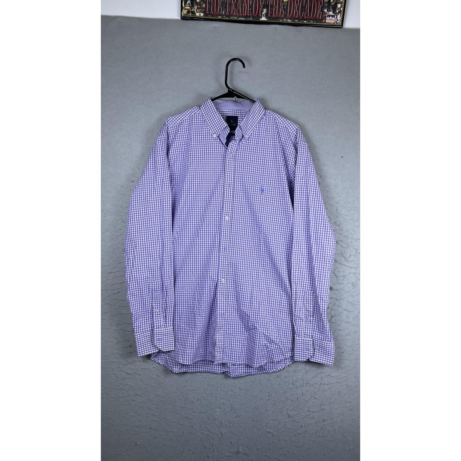 Tailorbyrd Shirt Mens Large Purple Check Long Sleeve Button Down Casual Gingham